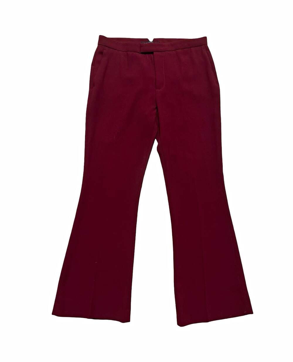 Zara Woman Burgundy Solid Bootcut Dress Pants Flat Front Size L Regular
